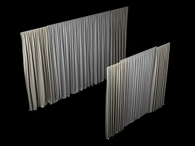 Light Colored Curtains With Long And Short Lengths For Home Decoration 3d model