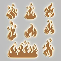 Stylish Brown Flame Shaped Wall Decor With Multiple Fire Patterns For Home 3d model