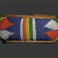 Colorful Beaded Bracelet With Striped Pattern Red Blue White Green Yellow Beads And Leather Lining