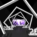 Event Entrance With Geometric Frames And 2022 2023 2024 Numbers Purple Lighting