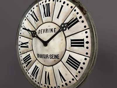 Vintage Devrine Brasur Seine Clock with White Dial and Black Roman Numerals 3d model