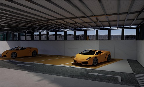 Modern Garage Parking Private Parking Space Parking Shed 3d model