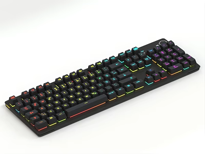 Mechanical Gaming Keyboard with RGB Backlight and Colorful LED Keys for Computer Desktop Setup 3d model
