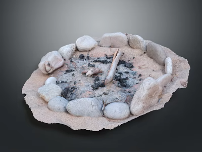 Decorative Circular Stone Fire Pit For Outdoor Garden With Natural Rocks 3d model