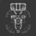 Mechanical Automatic Turret Weapon With Multi Legged Base And Yellow Black Warning Stripes