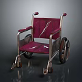 Sturdy Wheelchair With Stainless Steel Frame Red Upholstered Seat And Armrests