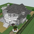 Single Family House Exterior With Stone Walls Balcony White Railing And Stairs