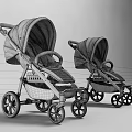 Colorful Baby Strollers With Blue Beige Canopies And Yellow Green Frames