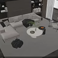 Modern Light Sofa And Coffee Table Set With Pillows Round Table Rug And Accent Chair
