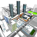 Modern Commercial Complex With Tall Glass Towers And Open Plaza Design