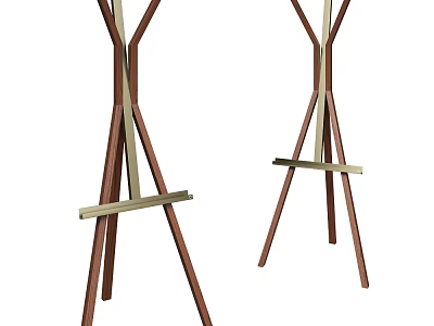 Wooden and Metal Tripod Storage Racks With Horizontal Bars For Home Organization 3d model