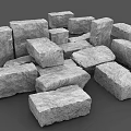 Natural Stone And Wood Blocks Arranged In Pile For Building Material Showcase