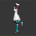 Vibrant Anime Character With Purple Pink Hair In Teal Uniform And White Coat Holding Baton And Small Creature