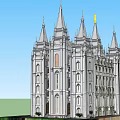 Grand European Style Architecture With White Exterior Multiple Spires And Golden Accents