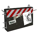 Metal Barrier With Red White Stripes Stickers And Graffiti Details