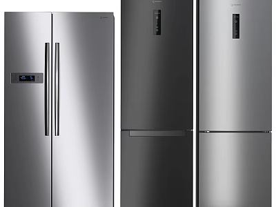 Modern Stainless Steel Refrigerators And Freezers With Double And Multi Door Designs For Home Kitchen 3d model