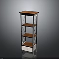 Wooden Storage Shelf With White Frame Multiple Tiers And Bottom Drawer