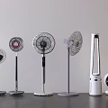 Different Types of Household Electric Fans Including Standing Tower and Table Models on