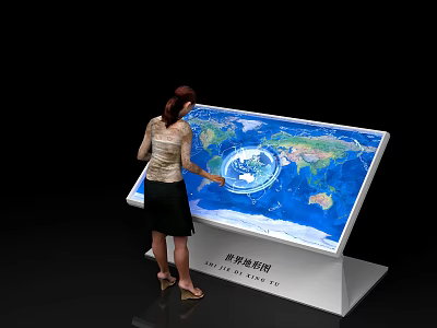 Public Interactive Touchscreen World Map Facility With City Overview 3d model