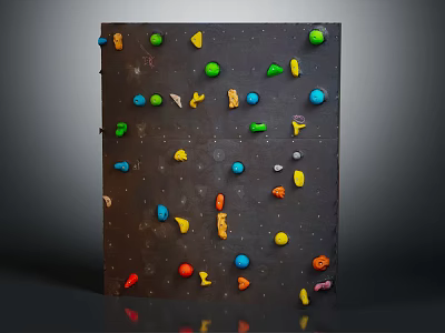 Indoor Rock Climbing Wall As Sports Equipment With Colorful Handholds For Fitness Training 3d model
