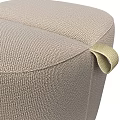 Beige Fabric Stool With Soft Cushion And Decorative Strap For Home Interior Design