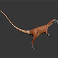 3D Dinosaur Character Standing Pose Model With Orange Body White Tail Green Head And Claws