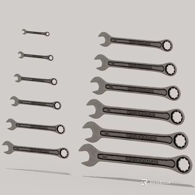 Professional Wrench Set With Various Sizes And Durable Steel Construction Tools 3d model
