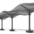 Modern Pergola Structure With Wavy Grid Top And Multiple Support Columns 3d model