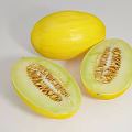 Fresh Yellow Honeydew Melon With Whole And Sliced Halves Juicy Flesh And Seeds
