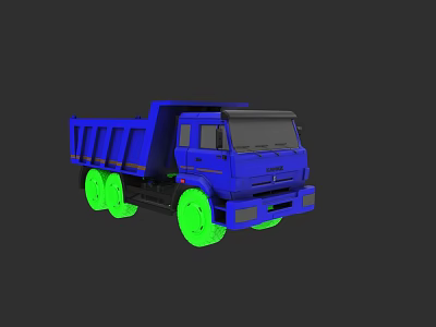 Blue Dump Truck Featuring Green Wheels And Modern Exterior Design 3d model