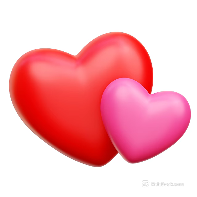 Heart Shaped Red and Pink Decorative Ornament Set for Home Decoration 3d model 