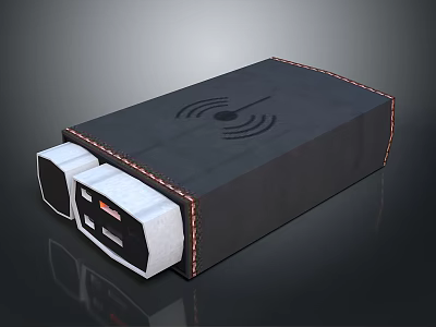 Black Wireless Charging Device With Leather Trim Functional Ports And Compact Modern Design 3d model