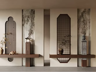 New Chinese style partition New Chinese style porch partition New Chinese style screen partition lattice shape 3d model