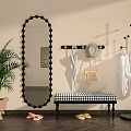 Entrance aisle mirror shoe stool hanger 3d model