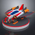 Sci Fi Spaceship Model With White Red Blue Orange Design And Thrusters On Circular Base 3d model