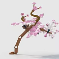 Creative Building Blocks Cherry Blossom Tree With Pink White Flowers And Brown Trunk