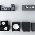 Various Modern Home Audio Speakers With Different Styles And Black Gray Designs