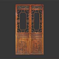 Traditional Chinese Carved Wooden Door With Intricate Lattice Work And Double Panel Design