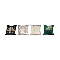Luxurious Decorative Throw Pillows With Embroidered Insect Patterns On Velvet Fabric 3d model