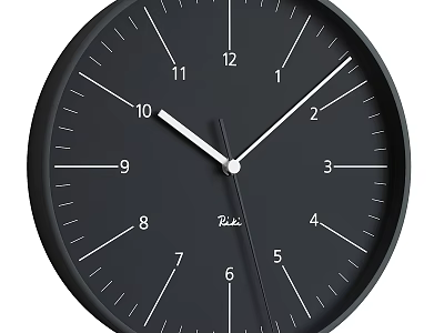 Modern Black Round Wall Clock With White Numbers Hands And Minimalist Design 3d model