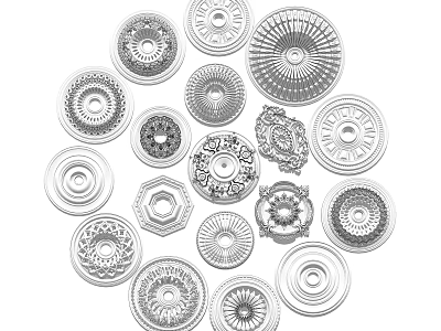 Various Decorative Ceiling Medallions With Diverse Intricate Patterns For Home Decoration 3d model