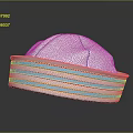 Stylish White Sailor Hat With Blue Gray Striped Brim Design Details