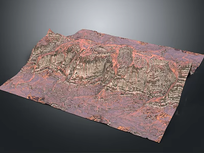 Scenic 3D Canyon Terrain Model Featuring Reddish Brown Gray Rocky Layers and Undulating Landscape 3d model