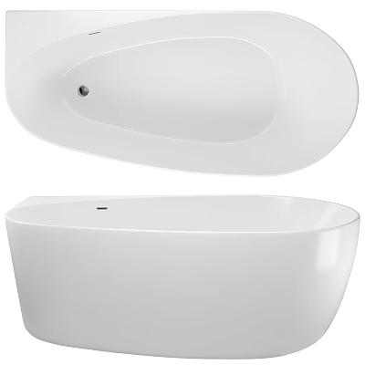 White Modern Freestanding Bathtub With Sleek Smooth Surface And Minimalist Design 3d model