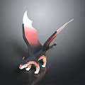 Mythical Winged Dragon Creature With Black Red Wings And White Claws Standing Pose 3d model