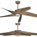 Modern Air Conditioner Fan With Wooden Blades And Ceiling Mounted Light Design