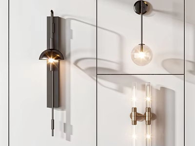 Modern Wall Lamps With Metal Structures Glass Bulbs And Contemporary Lighting Designs 3d model