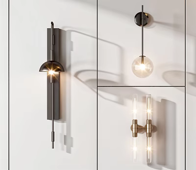 Modern Wall Lamps With Metal Structures Glass Bulbs And Contemporary Lighting Designs 3d model