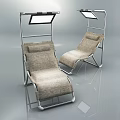 Two Modern Fabric Lounge Chairs With Metal Frame For Indoor Use