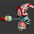 Adorable Children's Doll With Pink Hair Green Forehead Candy Decorations And Strawberry Toy
